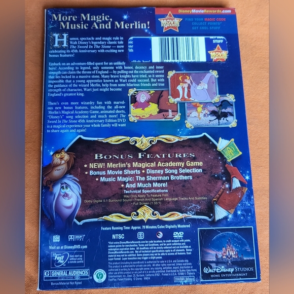 The Sword in the Stone 45th anniversary edition DVD movie EUC - Picture 2 of 4